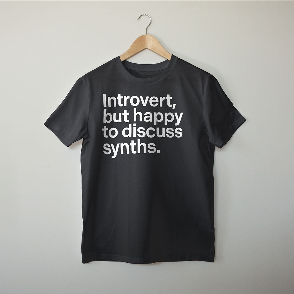 Introvert. Funny Slogan Synth T-Shirt. Contemporary Eurorack T-Shirt for Electronic Music Festival T-Shirt – Vegan T-Shirt – PETA Approved and 100% organic cotton